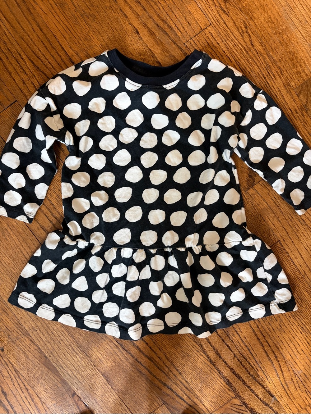 Hanna Andersson Black with White Polka Dots drop waist dress